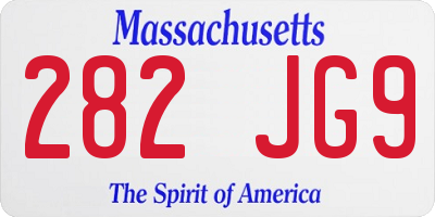MA license plate 282JG9