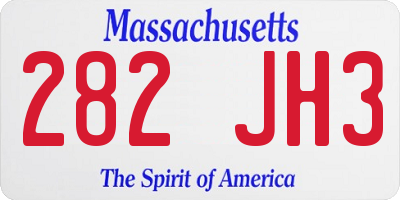MA license plate 282JH3
