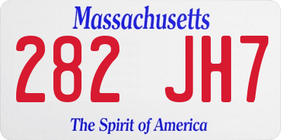 MA license plate 282JH7