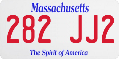 MA license plate 282JJ2
