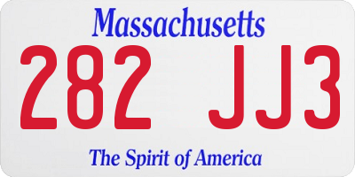 MA license plate 282JJ3