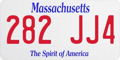 MA license plate 282JJ4