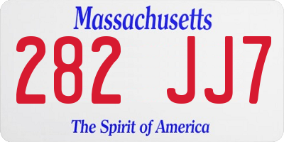 MA license plate 282JJ7