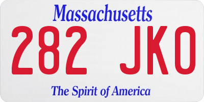 MA license plate 282JK0