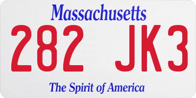 MA license plate 282JK3