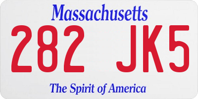 MA license plate 282JK5