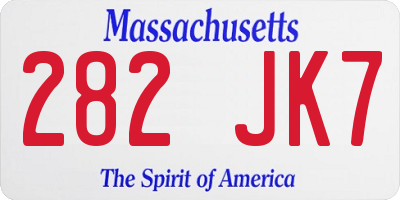 MA license plate 282JK7