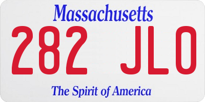 MA license plate 282JL0