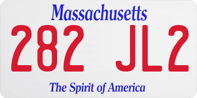 MA license plate 282JL2