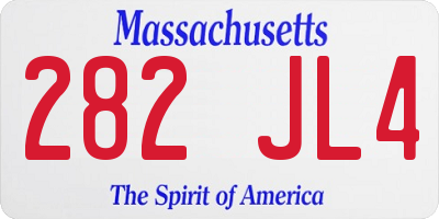 MA license plate 282JL4