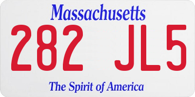 MA license plate 282JL5