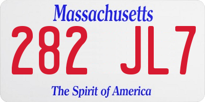 MA license plate 282JL7