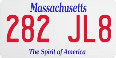 MA license plate 282JL8