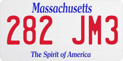 MA license plate 282JM3