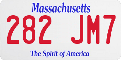 MA license plate 282JM7