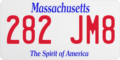 MA license plate 282JM8