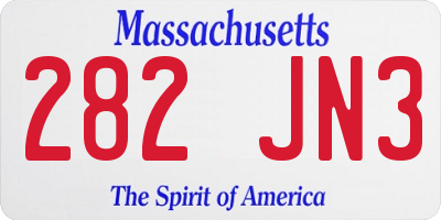 MA license plate 282JN3