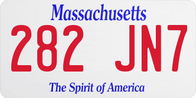 MA license plate 282JN7
