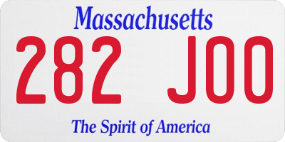 MA license plate 282JO0