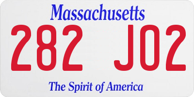 MA license plate 282JO2