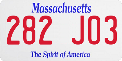 MA license plate 282JO3