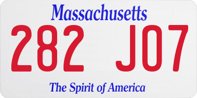 MA license plate 282JO7