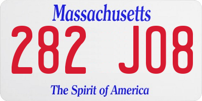 MA license plate 282JO8
