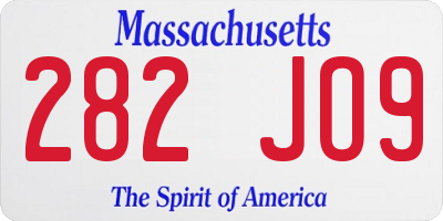 MA license plate 282JO9