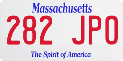 MA license plate 282JP0