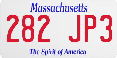 MA license plate 282JP3