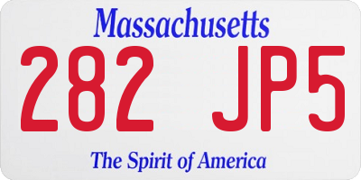 MA license plate 282JP5