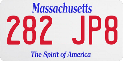 MA license plate 282JP8
