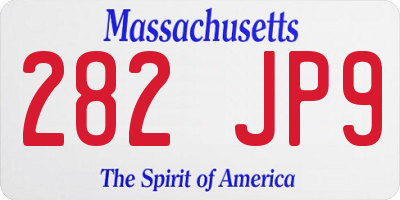 MA license plate 282JP9