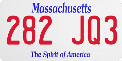 MA license plate 282JQ3