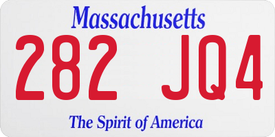 MA license plate 282JQ4
