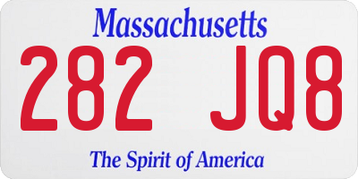 MA license plate 282JQ8