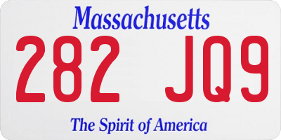 MA license plate 282JQ9