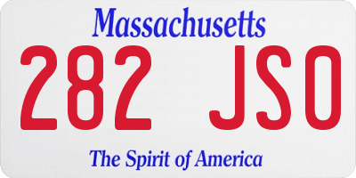 MA license plate 282JS0