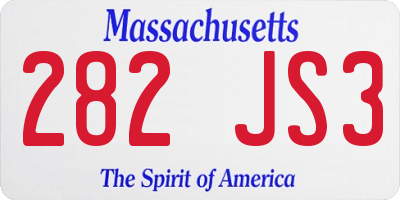 MA license plate 282JS3