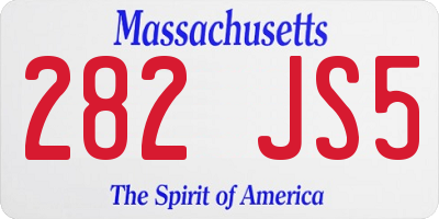 MA license plate 282JS5
