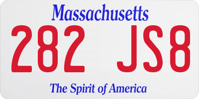 MA license plate 282JS8