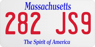 MA license plate 282JS9