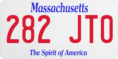 MA license plate 282JT0