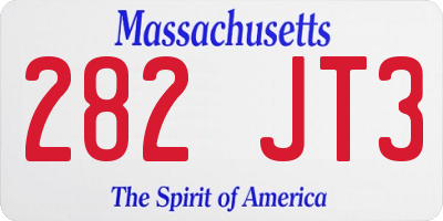 MA license plate 282JT3
