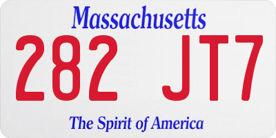 MA license plate 282JT7