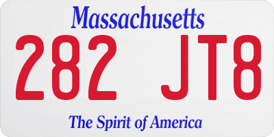 MA license plate 282JT8