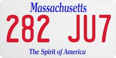 MA license plate 282JU7