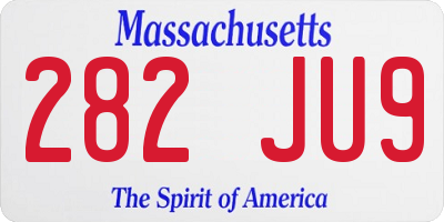 MA license plate 282JU9
