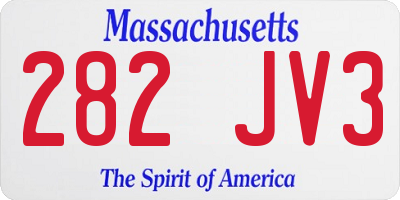 MA license plate 282JV3