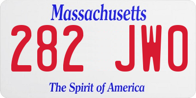 MA license plate 282JW0